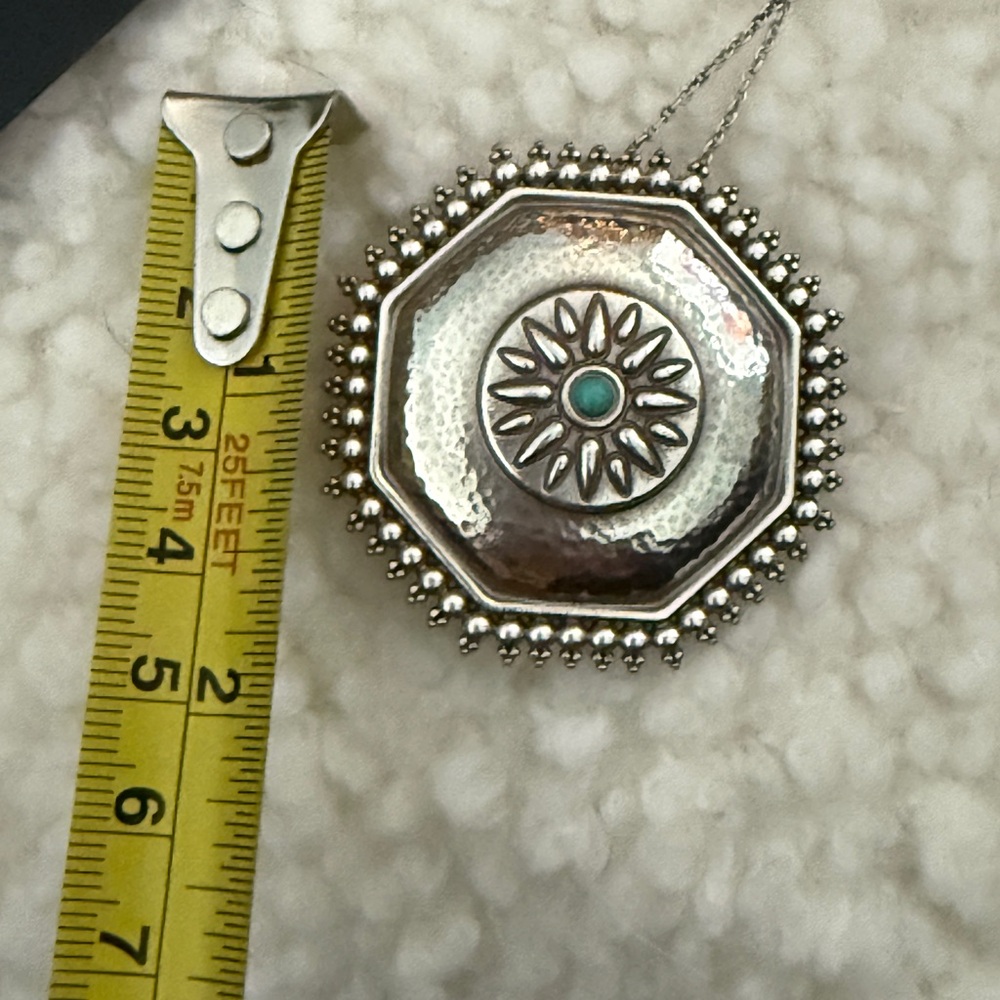 Brighton Silver Hexagon Pendant with Turquoise Accent - Picture 6 of 6